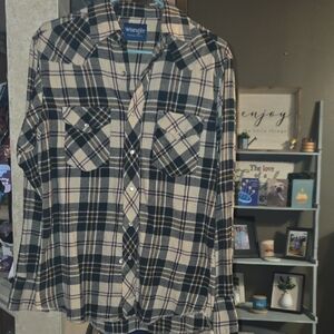 WOMENS Wranglers Plaid Shirt - Black and Cream